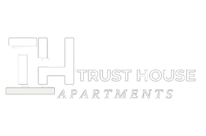 Trust house apartments logo white